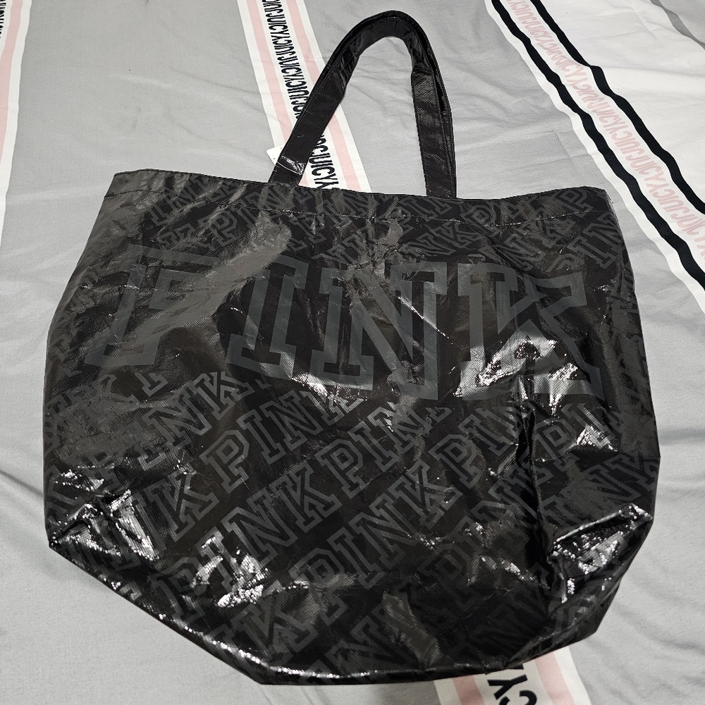 Victoria's Secret PINK Friday Reusable Tote Bag Black NWT